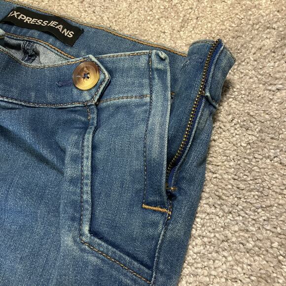 Express Womens Wide Leg Mid Rise Flare Jeans Medium Wash Size 0 1970s Hippie - Picture 5 of 14